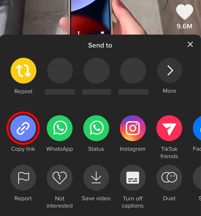 Copy TikTok link